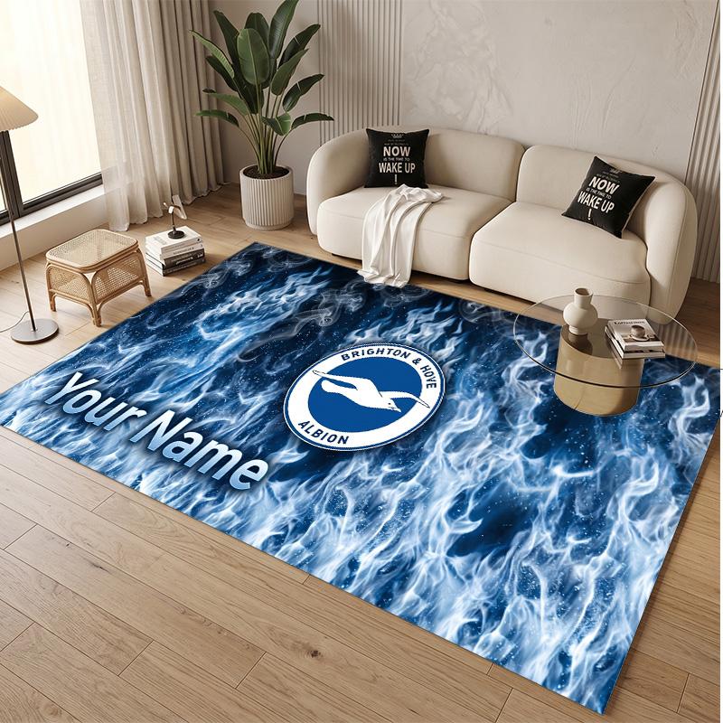 Personalized Crystal Velvet Carpet Brighton & Hove Albion Football Pattern Non Slip Floor Rug