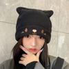 Fashion Knitted Hat for Women Cute Cat Ears Cap Autumn  Winter Beanies Cap for Outdoor Warm Windproof Hat