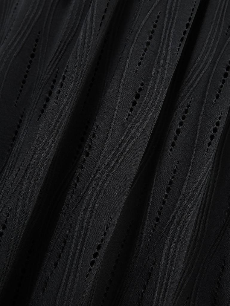 Rosegal Plus Size Ажурное Жаккардовое Платье С Баской Подол Многослойное Однотонное Повседневное Платье Открытые Плечи