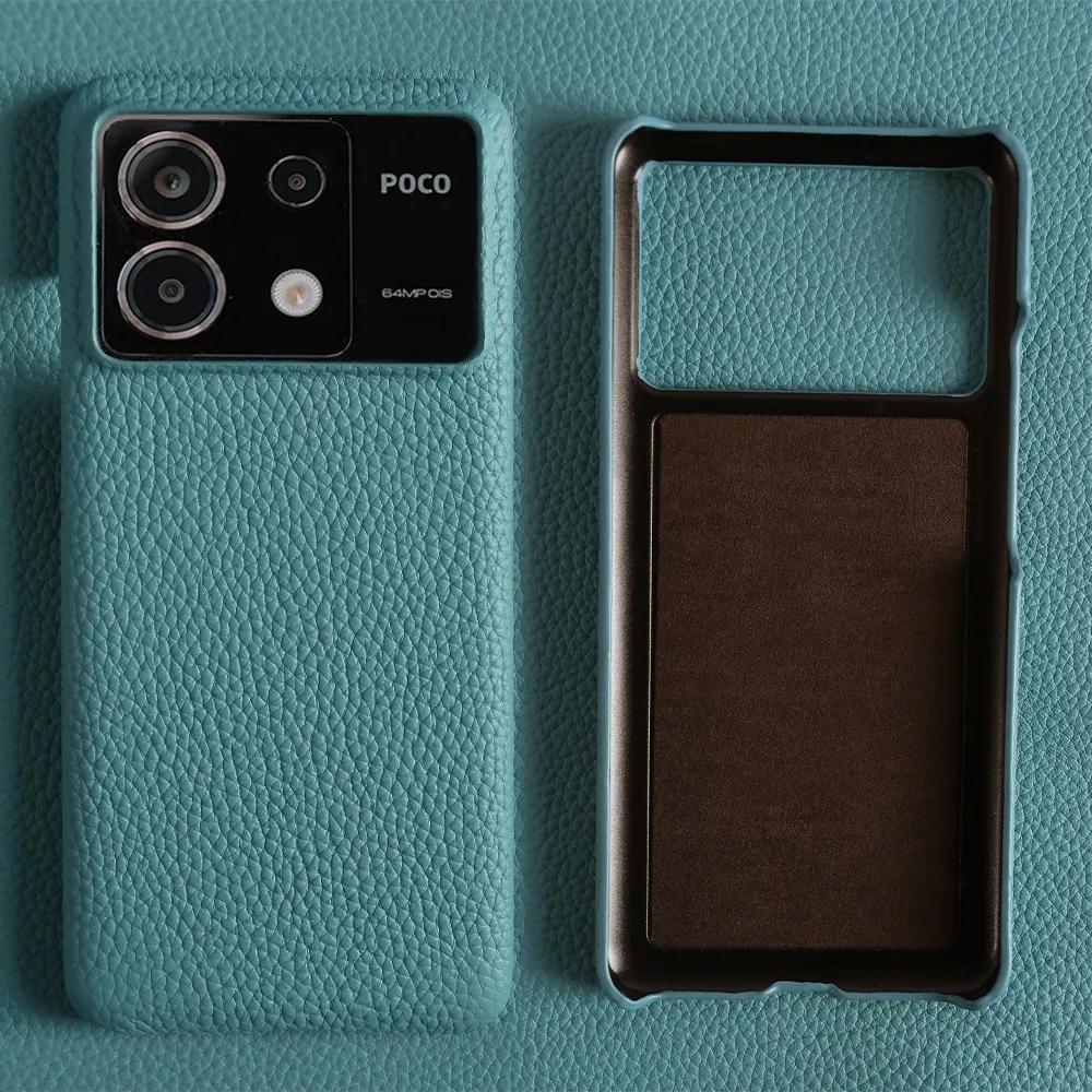 For POCO F8 Ultra Case Business Genuine Leather Cover For Poco F7Pro POCO X6 M5 M6Pro X4Pro F2Pro Back Coque Shockproof Fundas