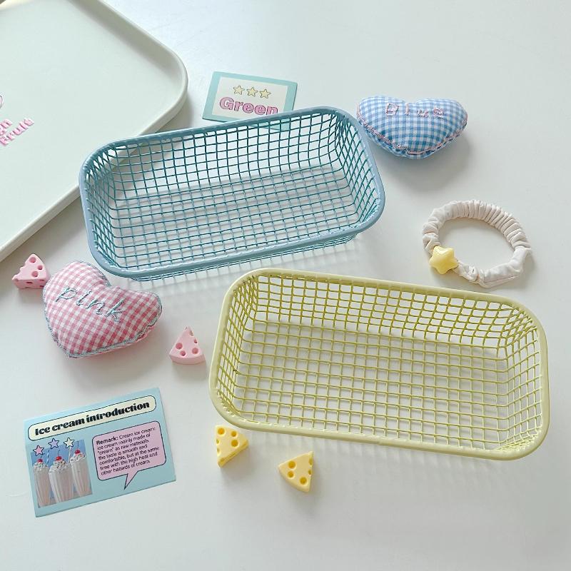 Desktop Storage Basket Retro Stationery Storage Boxes Multifunctional Cosmetic Organizers Office Desk Decor Home Sundries Basket