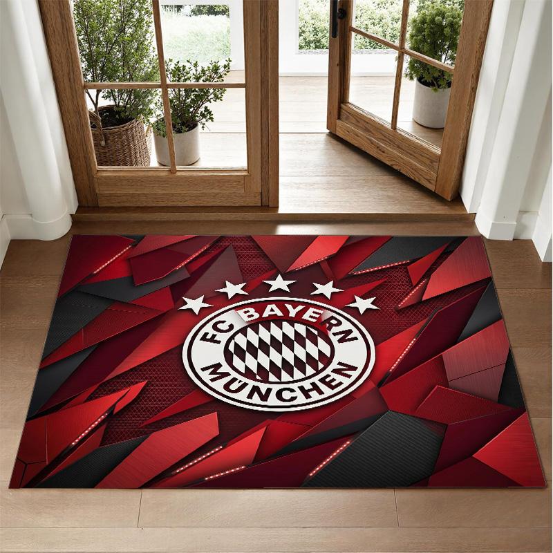 Bayern Munich Design Crystal Velvet Rug Soft Decorative Mat for Bedroom Entrance