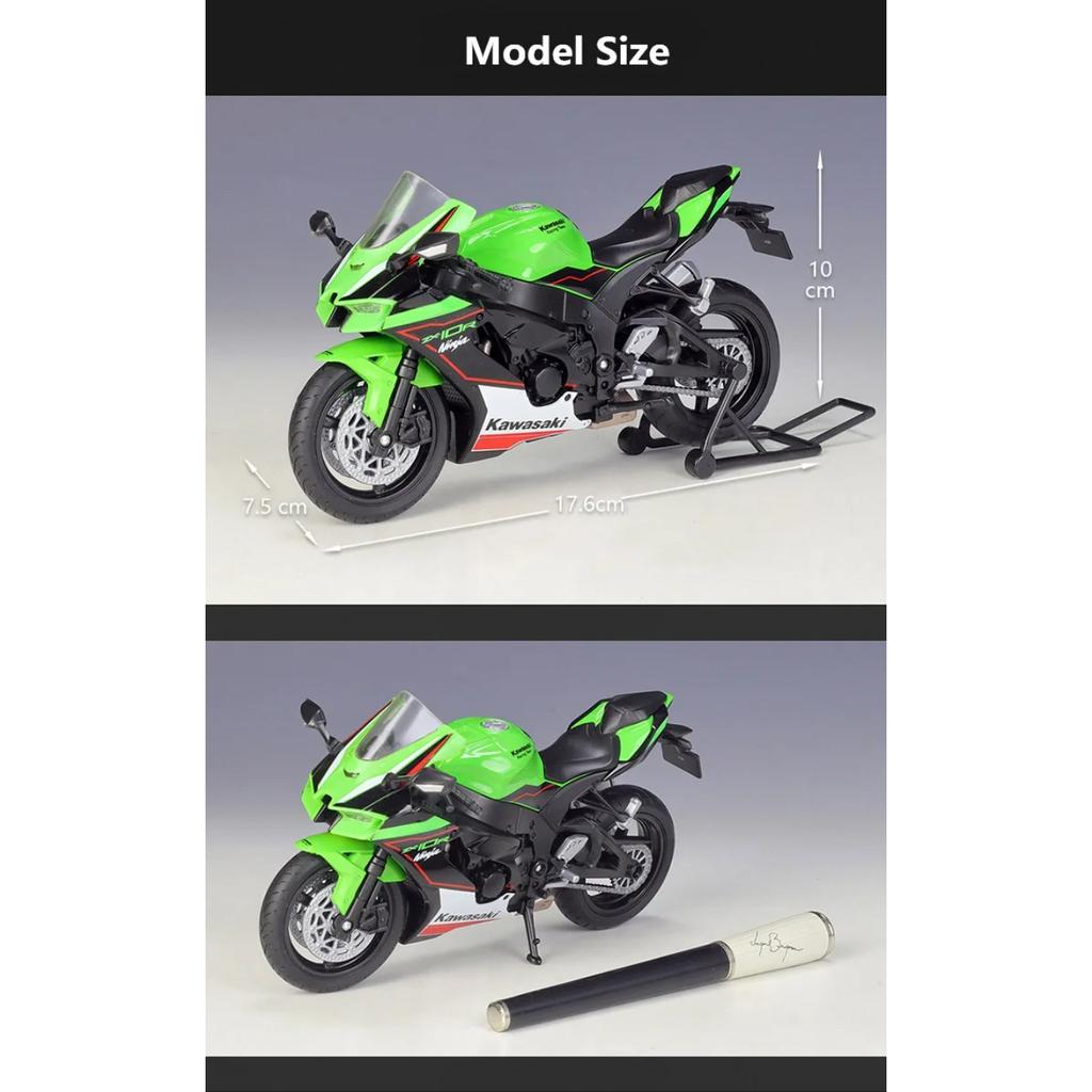 Welly 1/12 Kawasaki Ninja ZX-10R Heavy Locomoti Alloy Motorcycle Model Metal Toy Cross-country Racing Motorcycle Model Kids Gift
