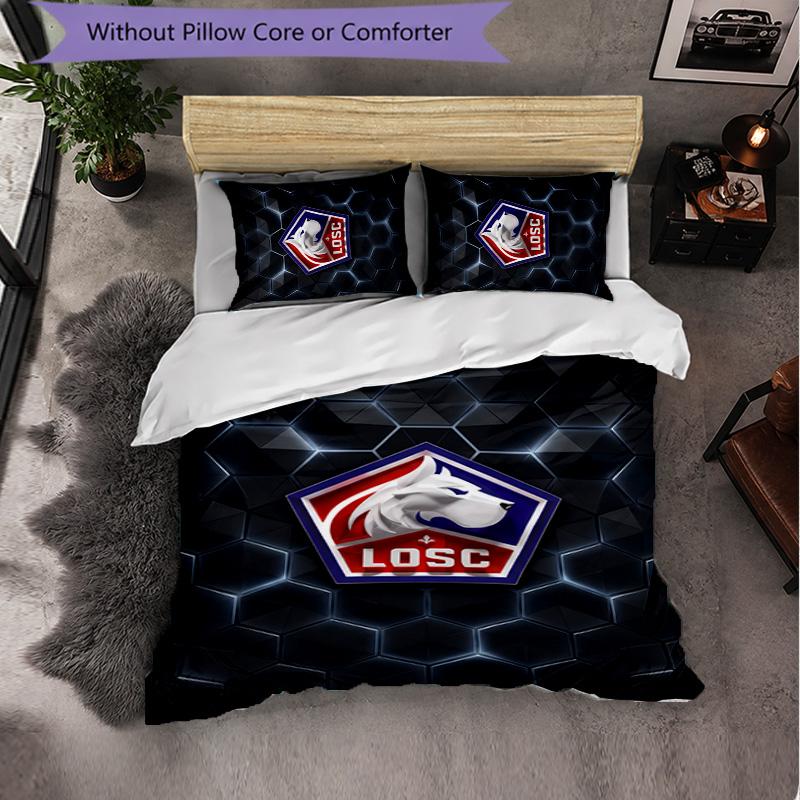 LOSC Lille FC Themed Bedding 3Pcs Duvet Cover Set Decorative Bed Linen For Teen Room Home Decoration