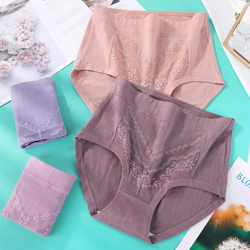 Plus Size Women's Summer Thin Cotton Middle Aged and Elderly High Waisted Panties