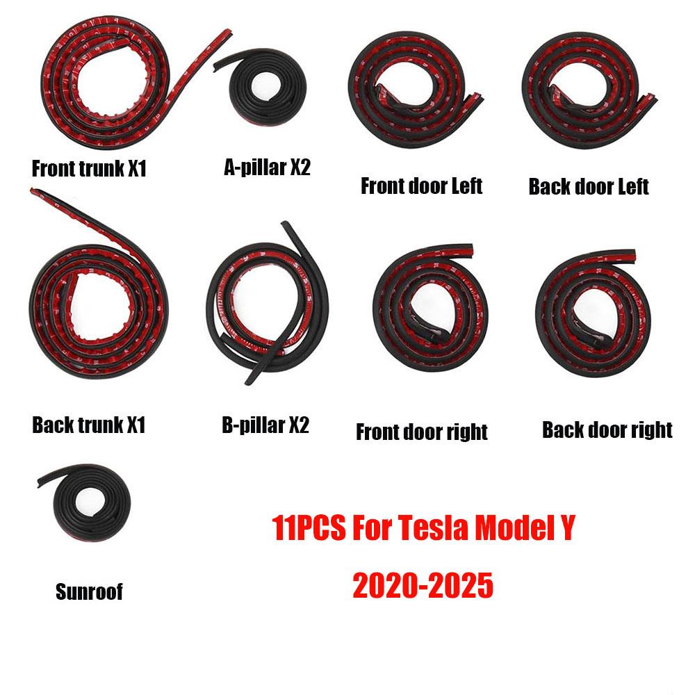 Door Seal Soundproof Kit for Tesla Model Y 2019-2025 Juniper Highland Rubber Weather Draft Seal Strip Wind Noise Kit