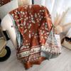 New Women Imitation Cashmere Two-Side Plaid Horse Print Scarf Soft Warm Pashmina Shawl Autumn Winter Coldproof Windproof Blanket