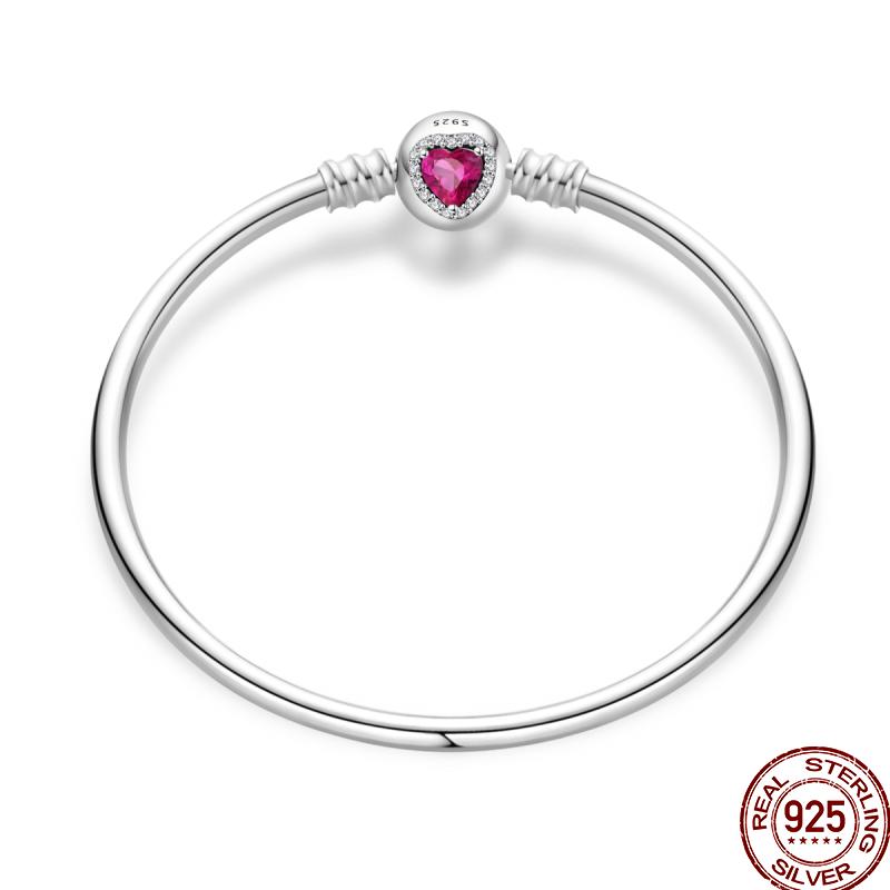 925 Silver 17-20CM Heart Pave Zirconia Original Bracelets Infinity Bracelet Fit DIY Charms Bead Birthday Jewelry Gifts Hot Sale