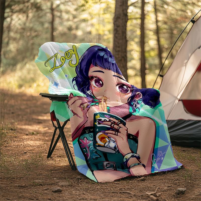1pc KPop ZOEY5 Theme Blanket - Digital Print, Polyester, Cozy for All Seasons, Perfect for Outdoor, Camping, and Travel