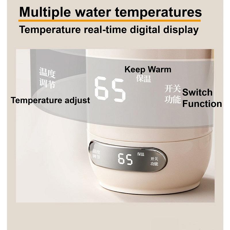 Xiaomi 400W Electric Water Cup Portable Temperature Control Electric Kettle 304 Stainless Steel Thermos Cup Travel Hot Water Cup 600ml