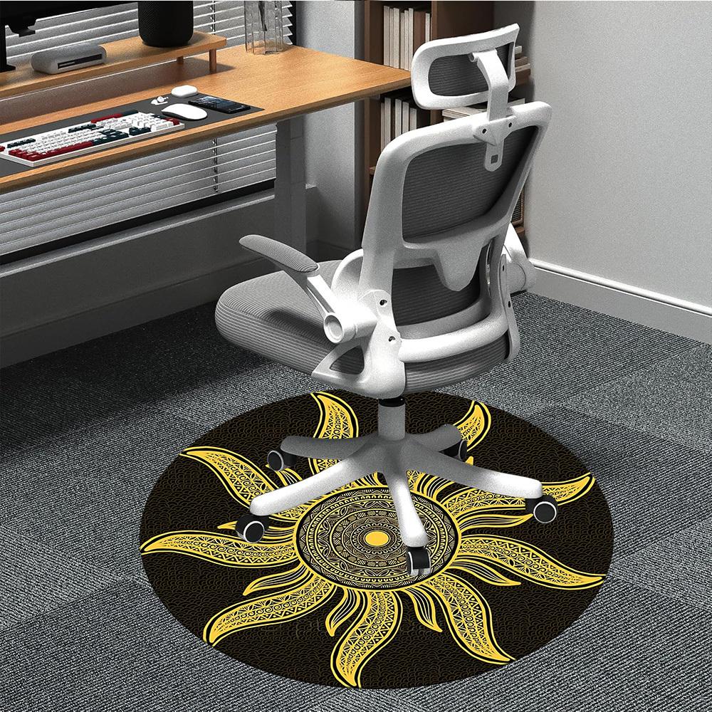 1pc Golden Sun Mandala Chair Carpet for Office, Soft Flannel Throw Mat, Perfect for Office,Holiday Party Decoration Choice yy251113059