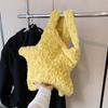 Cute Star Ladies Soft Plush Shoulder Bags Large Capacity Female Furry Pentagram Messenger Bag Winter Fluffy Women's Handbags