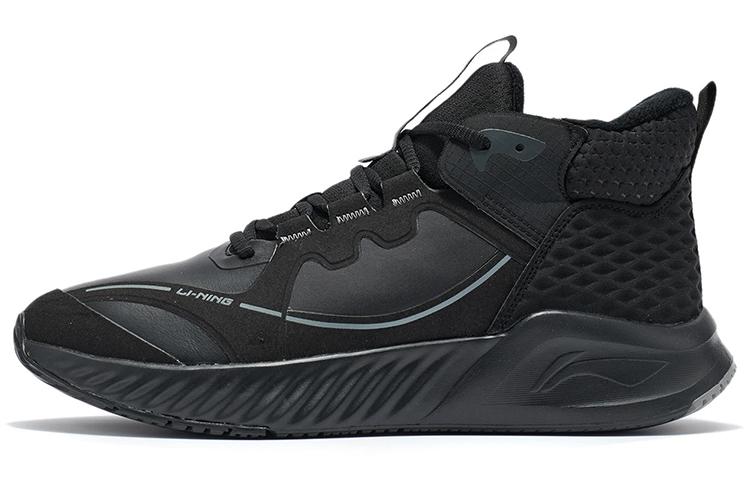 Li Ning Мягкие Zero WNTR Удобные, с флисовой подкладкой, средней высоты, Беговые кроссовки, Мужские, Черные, AGLR237-5