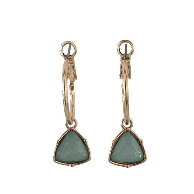 Корея Новая мода женские серьги-кольца с подвеской в виде кошачьего глаза и камнями-треугольниками маленькие простые темпераментные женские свадебные украшения