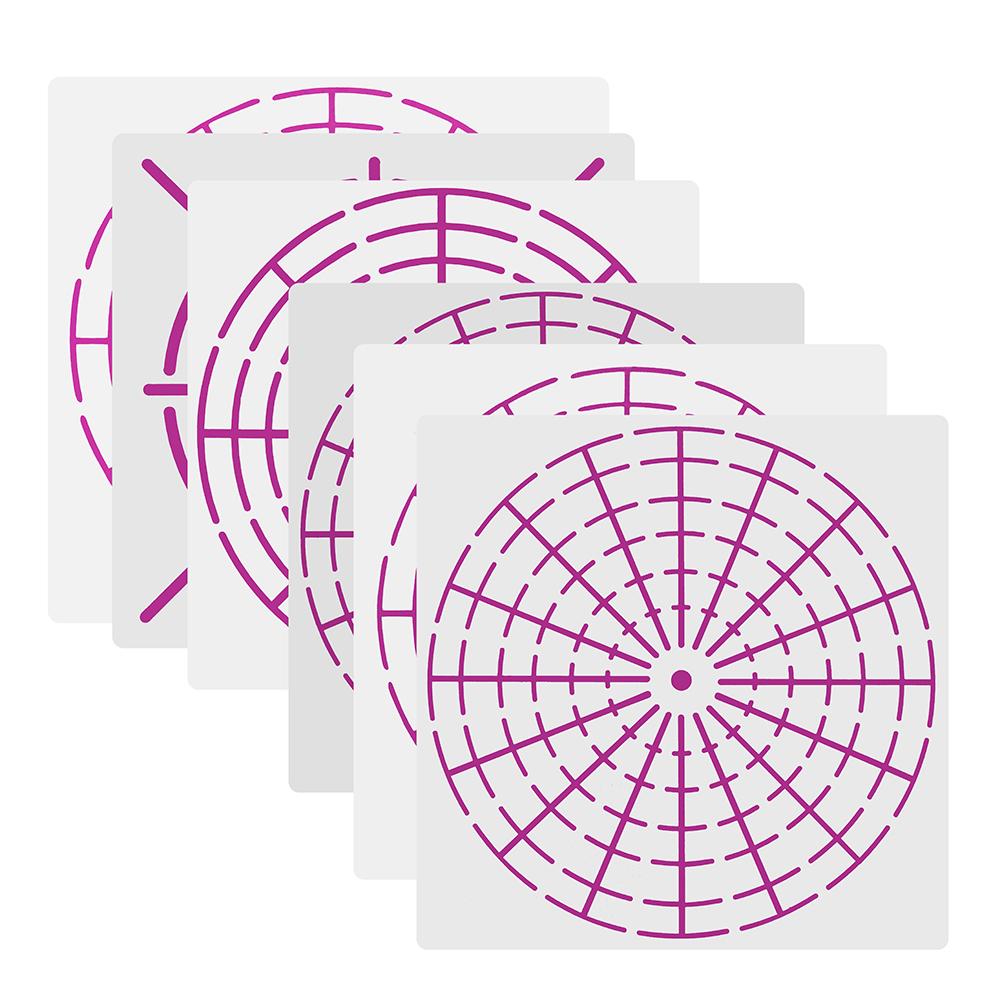 6Pcs 8/12/16 Segment Mandala Plastic Stencils Creative Template Set  Art Projects