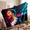 Cristiano Ronaldo Personalized Fleece Blanket With Football Logo, Custom Name Text Soft Warm Home Throw Blanket