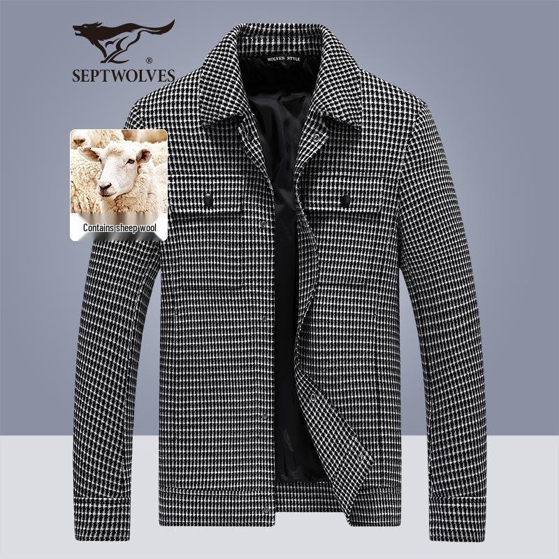 SEPTWOLVES Мужской пиджак в клетку из смесовой шерсти в стиле business casual