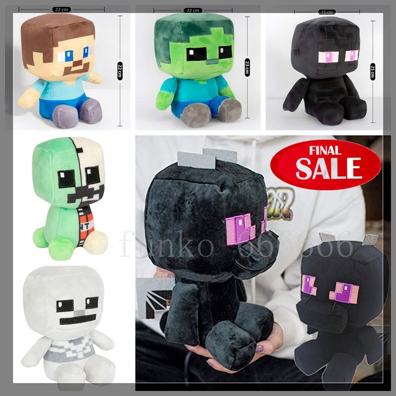 Minecraft Style Sitting Steve Zombie Skeleton Archer TNT Plush Toy Soft Doll Gift For Kids