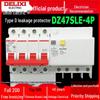 Трехфазный 4-проводной воздушный выключатель DELIXI DZ47SLE с защитой от утечки (Автоматический выключатель типа D, 4-полюсный)