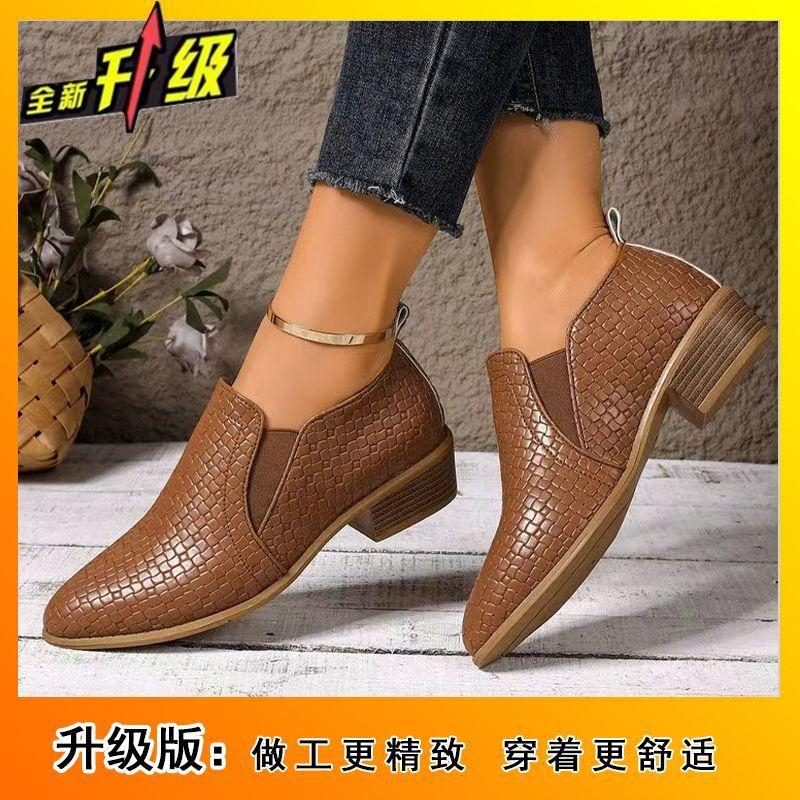 Повседневная обувь в стиле ретро, женская, весна-осень, новая модная универсальная обувь с острым носком, глубоким вырезом и толстым каблуком, женская