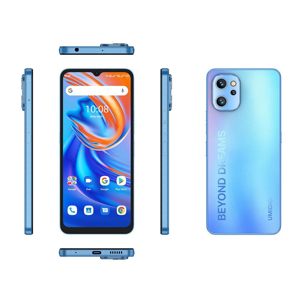 UMIDIGI Смартфон A13 Android 11 Unisoc T610 4 ГБ 128 ГБ 20 МП AI Тройная камера 6,7-дюймовый полноэкранный дисплей Аккумулятор 5150 мАч Мобильный телефон