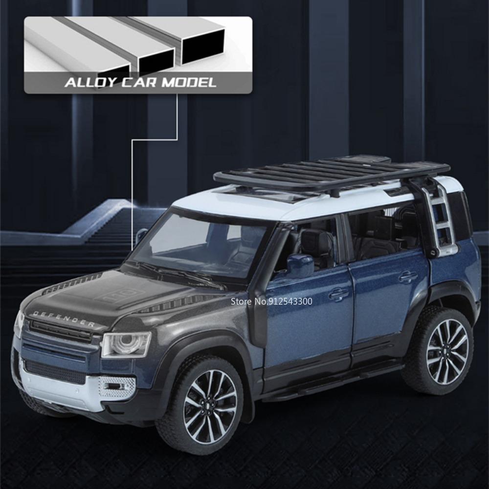 Модель Land Rover Defender 110 SUV, литая под давлением из сплава, в масштабе 1/32, со звуком, светом и механизмом оттяжки - Идеально подходит для подарков мальчикам и коллекционирования