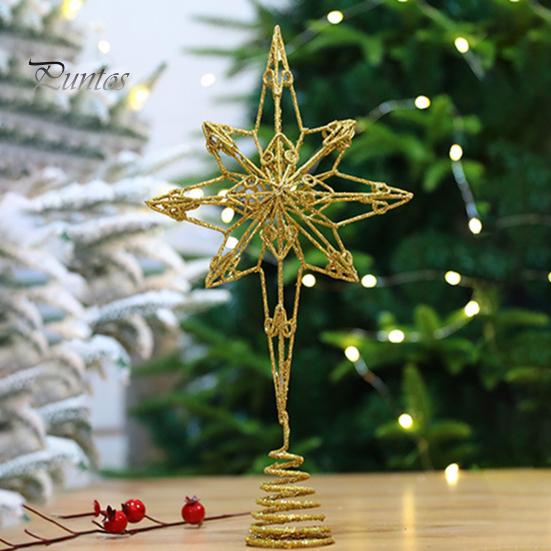 Верхняя часть рождественской елки со звездой сверкающего яркого цвета, нержавеющая полая конструкция, 3D украшение на вершине рождественской елки