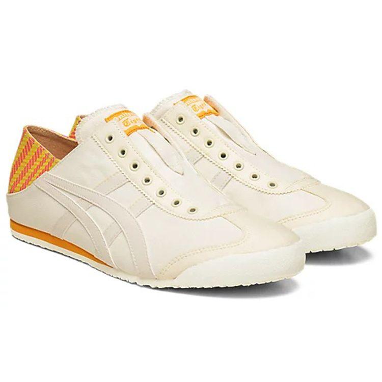 ONITSUKA TIGER Mexico 66 Paraty Удобные Ретро Ткань Прочные Легкие Низкие Повседневные Беговые Кроссовки Унисекс кроссовки Белый Желтый 1183A437-104