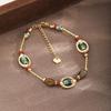 Boho Chic Geometric Stone Beaded Bracelet With Gold-Tone Metal Accents Vintage-Inspired Womens Handmade Jewelry
