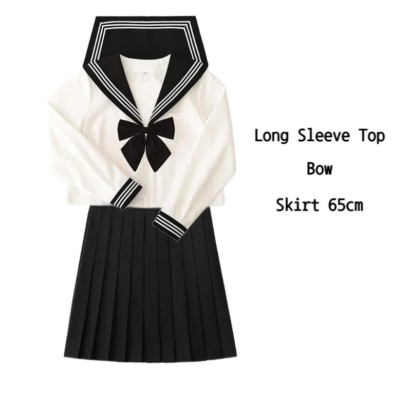 Базовый JK, черный воротник, белые линии, школьная форма, матросские костюмы для девочек, плиссированная юбка, одежда в японском стиле, костюмы аниме COS для женщин