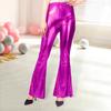 Женские расклешенные брюки средней посадки с глянцевой поверхностью, однотонные длинные брюки, расклешенные брюки для выступлений, вечеринок, брюки из искусственной кожи