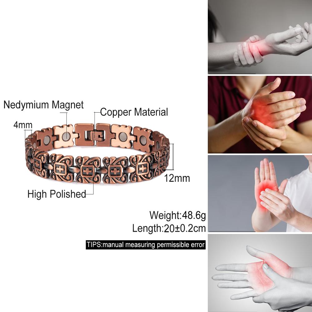 Ikuinen Магнитный медный браслет для женщин Крест 12 мм Магнитный браслет Преимущества Винтажный магнитный браслет из чистой меди