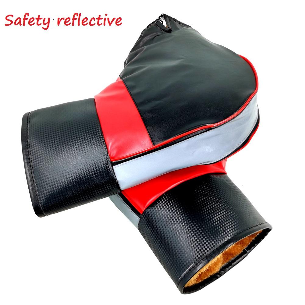 1 Pair Universal Motorcycle Gloves Bike Handle Bar Gloves Pu Leather Winter Warm Scooter Bike Windproof Handle Bar Protector