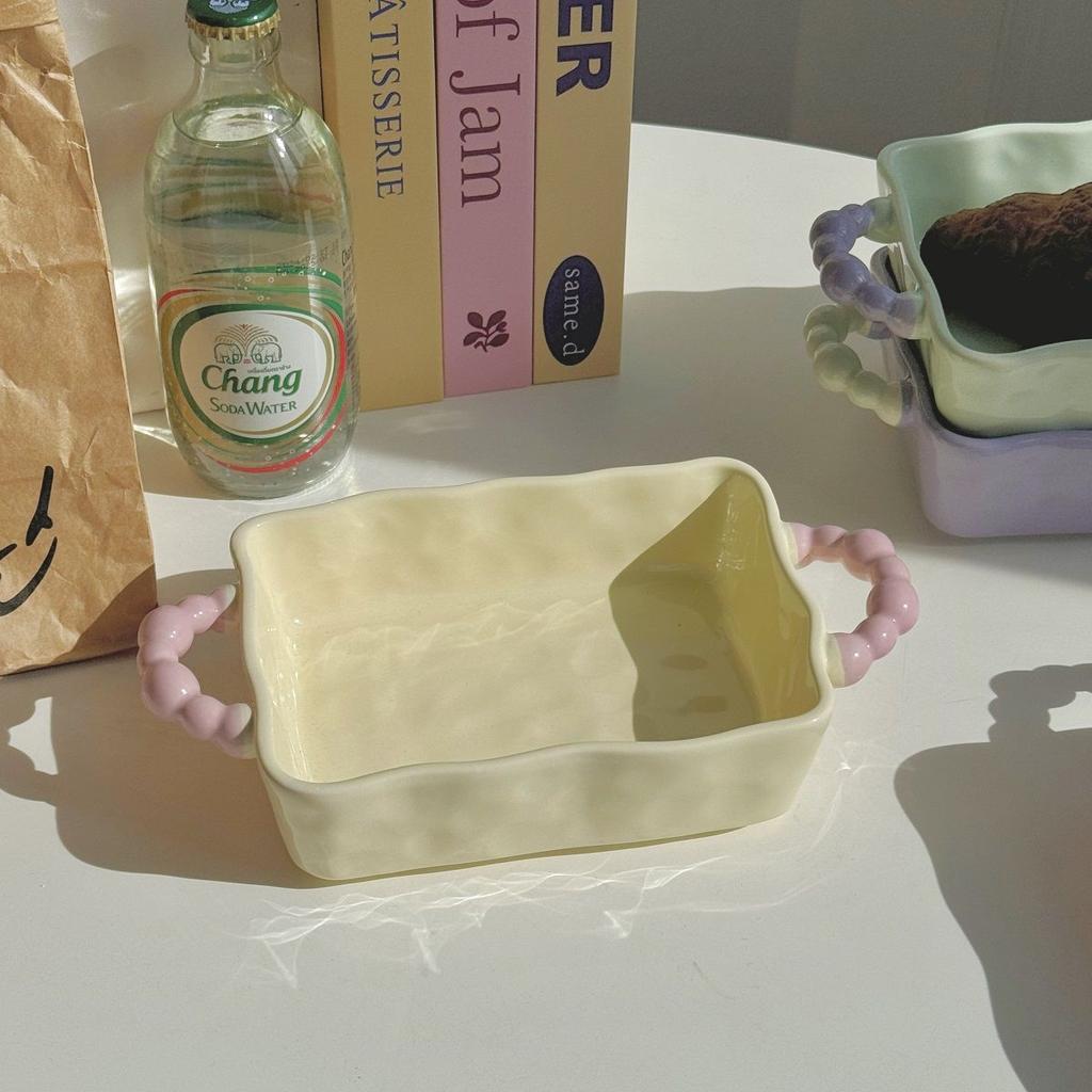 Противень для выпечки риса с сыром Single Ins, керамическая миска с двойным ушком, ручная форма для выпечки, бытовая микроволновая печь, десертная тарелка