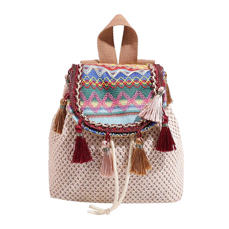 Женский соломенный рюкзак ручной работы через плечо, соломенный рюкзак High Sense для путешествий в народном стиле, портативный