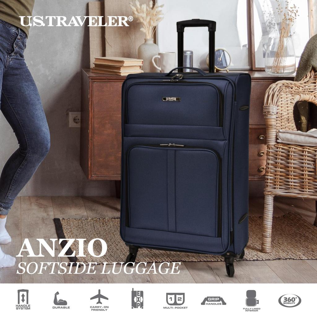 Traveler Anzio Softside Expandable Spinner Anzio Softside Expandable Spinner Luggage U.S. Luggage, Navy, Carry-on 22-Inch,