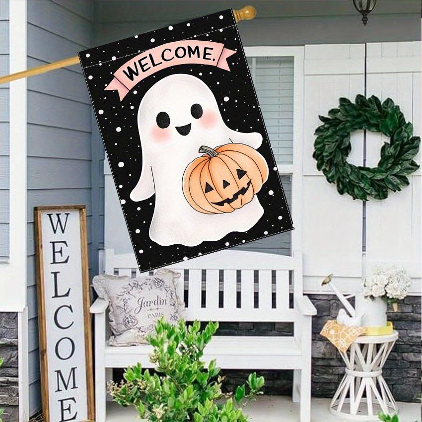 Welcome Halloween & Pumpkin Lantern Garden Flag , Double-Sided, Durable Polyester, Perfect for Outdoor Yard Decor