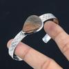 Sterling Silver Natural Petrified Wood Jasper Birthday Wedding Bangle Bracelet