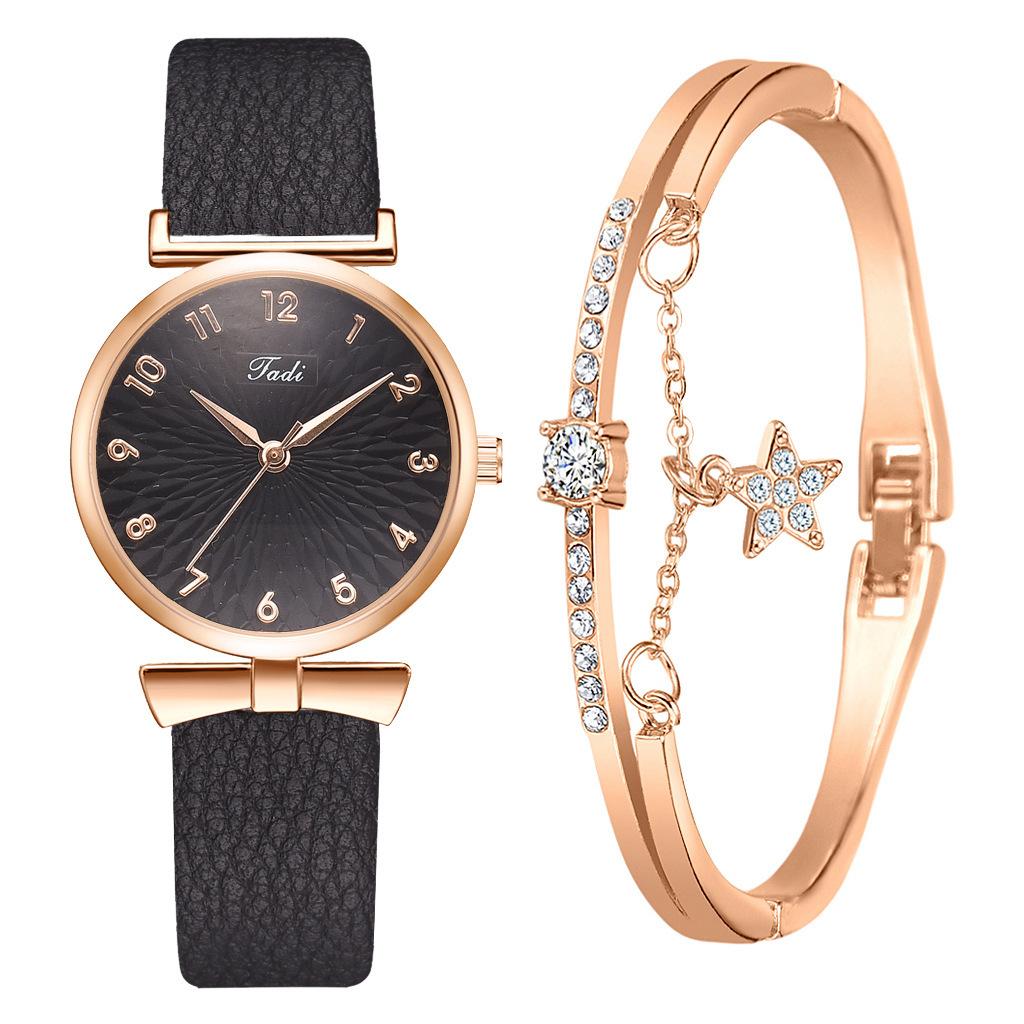 Hers Watch Sets Women Watch Top Brand Luxury Ladies Wristwatches Leather Strap Bracelet Quartz Watches for Women Pink Dial Clock
