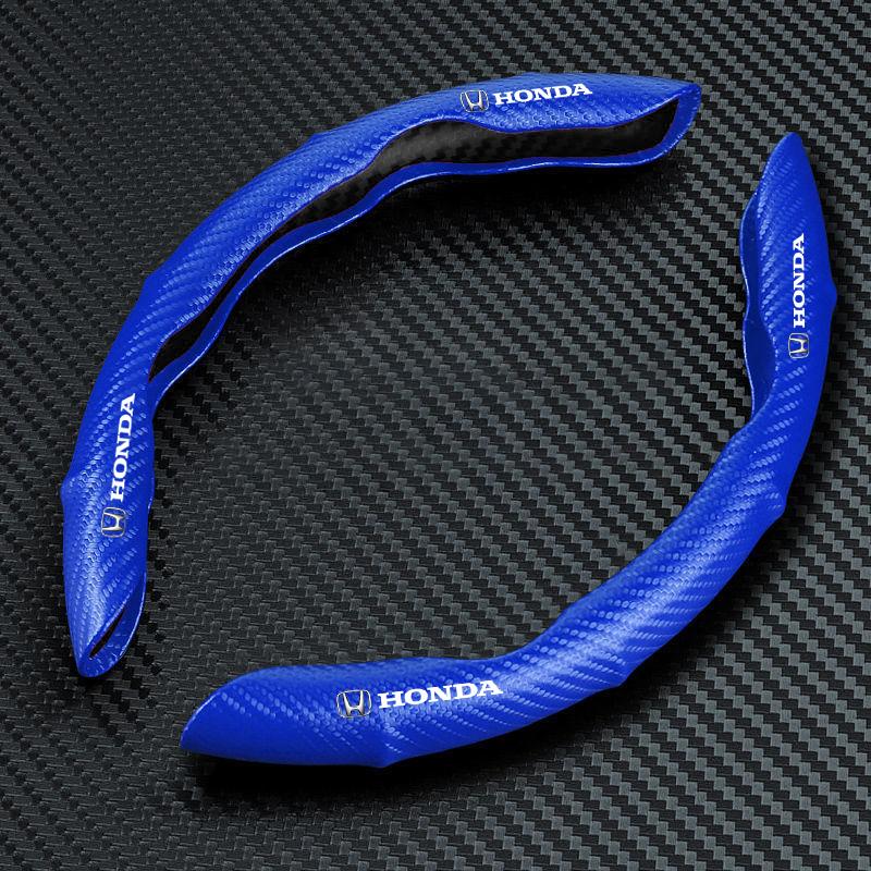 2pcs Carbon Fiber Non-Slip Steering Wheel Cover Car Accessories For Honda Fit Mugen Insight Type S R VTEC DOHC Modulo Vezel Legend RR Si