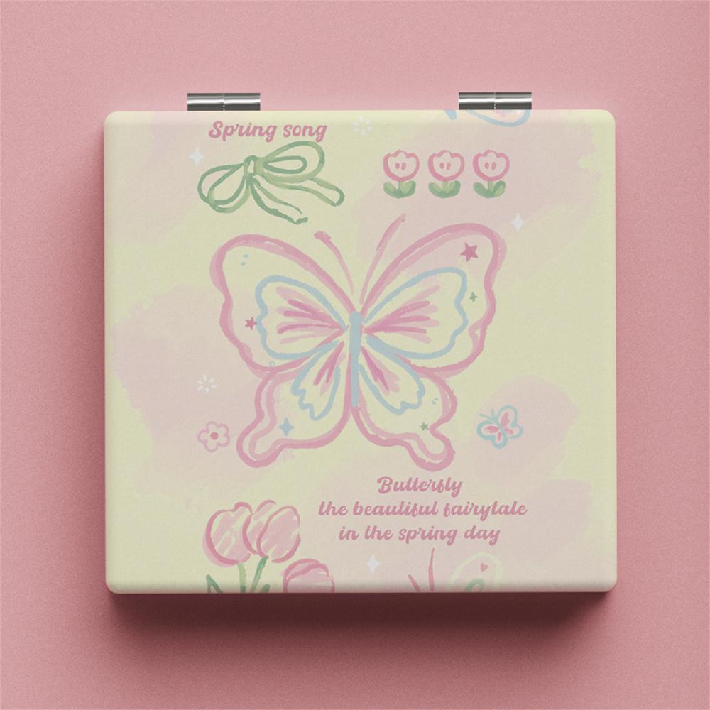 Ручной Портативный Маленький Зеркало для Макияжа Складной Инструмент для Косметики Портативное Двустороннее Складное Зеркало для Макияжа Бабочка Квадратное