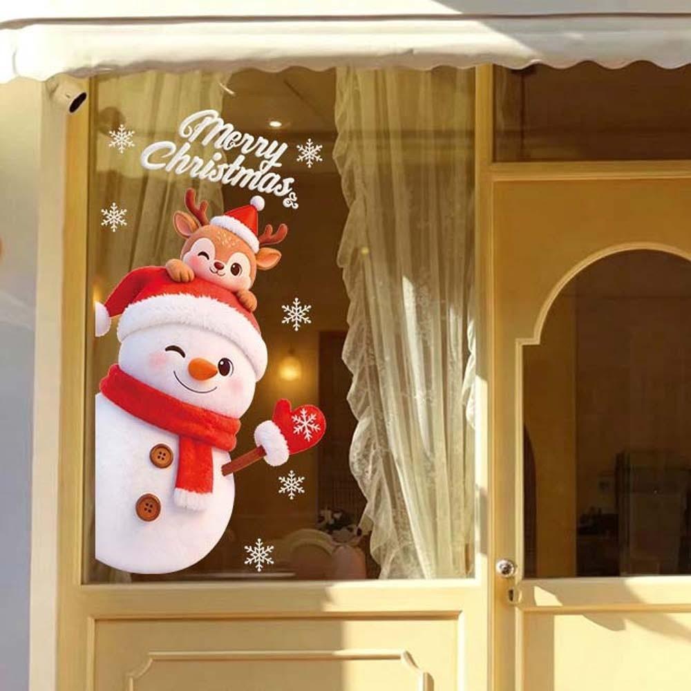 Double Sided Christmas Window Sticker Removable PVC Xmas Tree Mural Glass Door Decals Home Kitchen