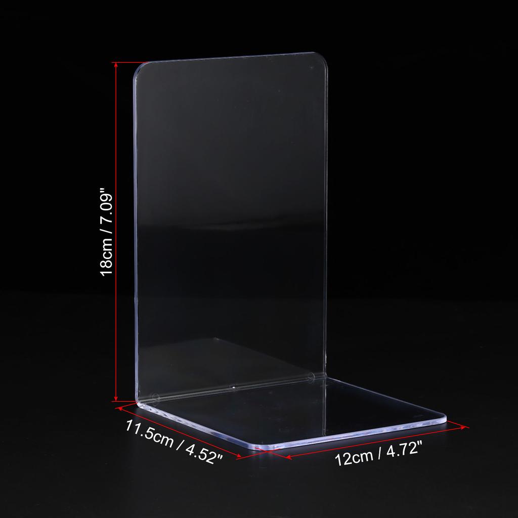 4Pc Acrylic Bookends Stand Bookshelf L-shaped Desk Organizer Desktop Book Holder Plastic Book Ends for Shelves School Stationery