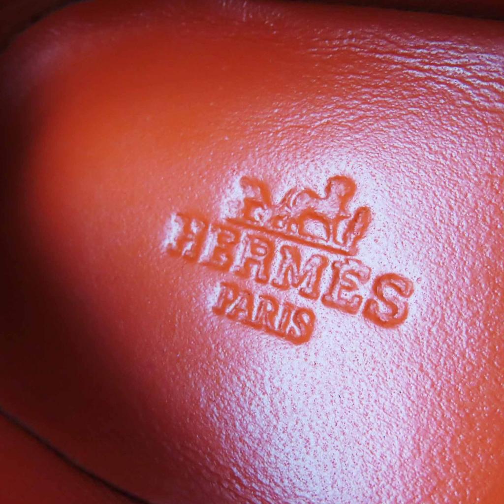 HERMES loafers moccasins paris Constance Orange Chevre Veroa Women 37 Used