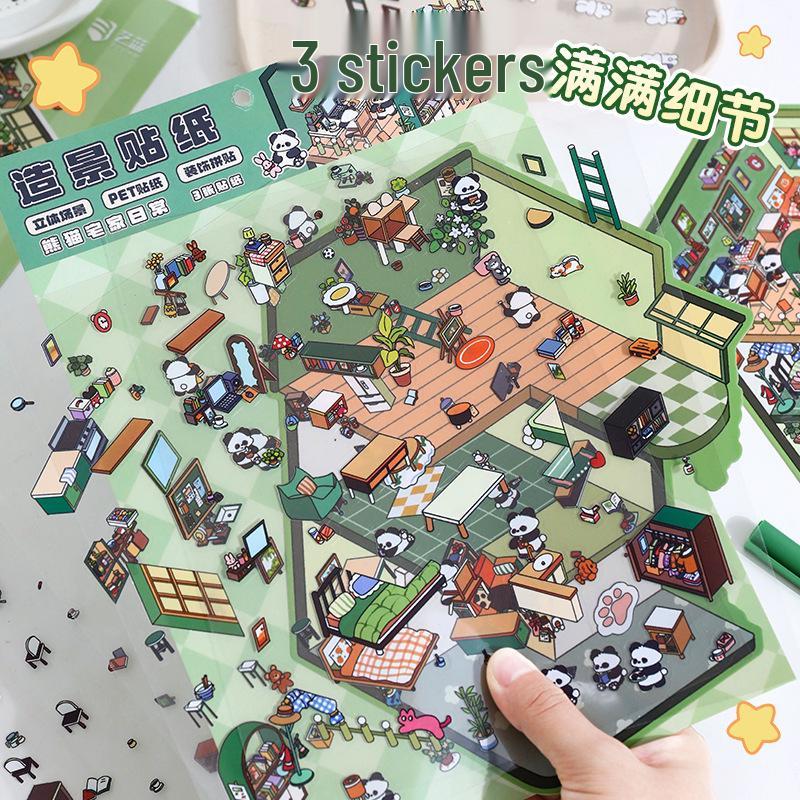 3D Наклейки для ландшафтного дизайна кабины: Большая корейская миниатюрная сцена для DIY, милый декор для хранения.