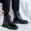 Мужские ботинки мартин весна-осень британский стиль толстая подошва увеличивающие рост черные высокие рабочие ботинки-локомотивы 6038-R