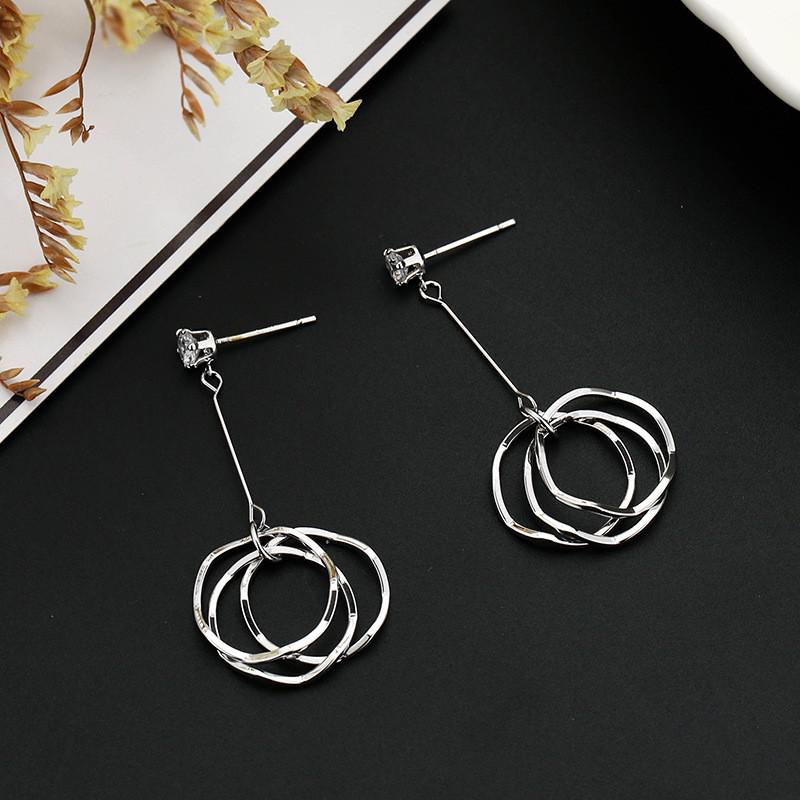 Fashion Long Ring Pendant Zircon Earrings Simple Temperament Wild Design Sense Female Trend Ear Zircon Exquisite Girl Gift