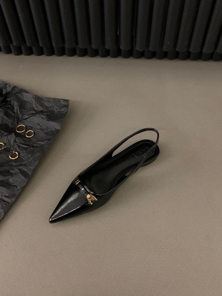 Французские сандалии с плоской подошвой, черные, с ремешком на пятке, женские, новинка 2025 года, весна-лето, остроносые, с темпераментом, украшенные стразами, туфли-лодочки