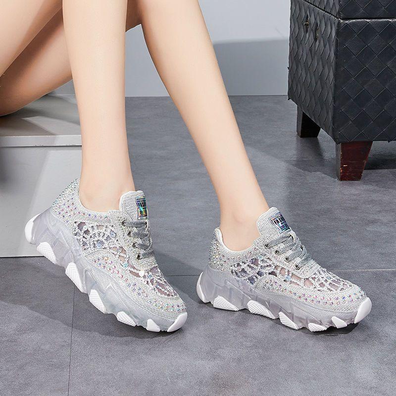 Water Diamond Hollow Dad Shoes Woman Горячая Распродажа Летние сетчатые дышащие кроссовки Модные кроссовки Удобные кроссовки для женщин