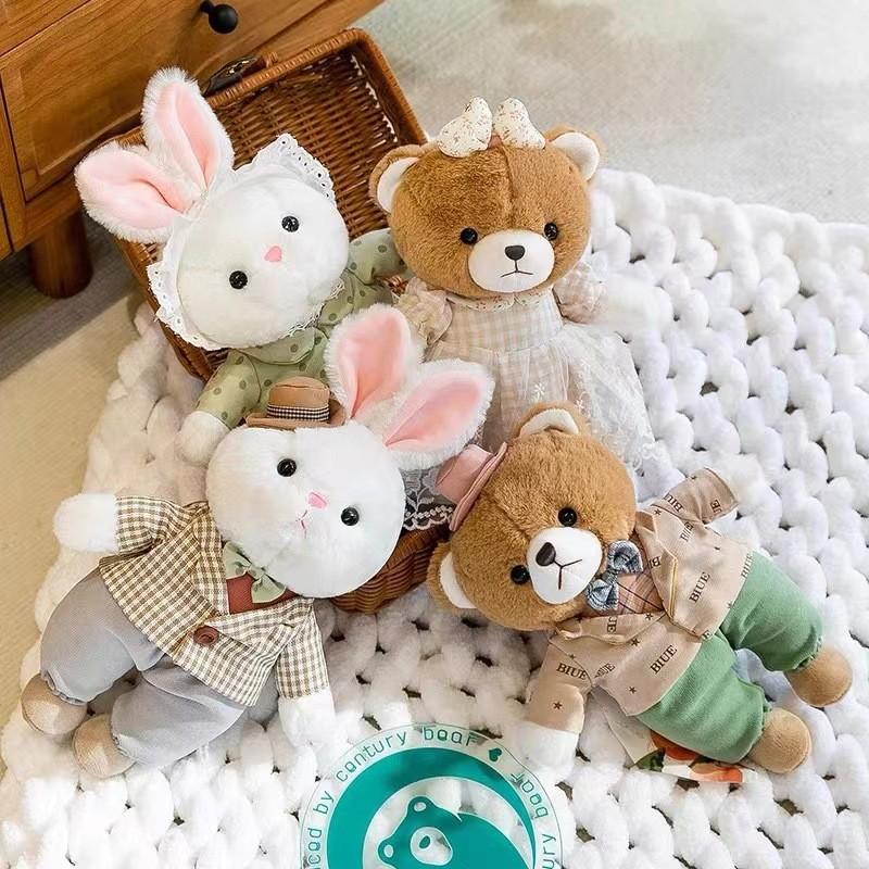 Teddy Couple Bear Rabbit Plush Toy Cartoon Stuffed Doll Decoration Kids Gift